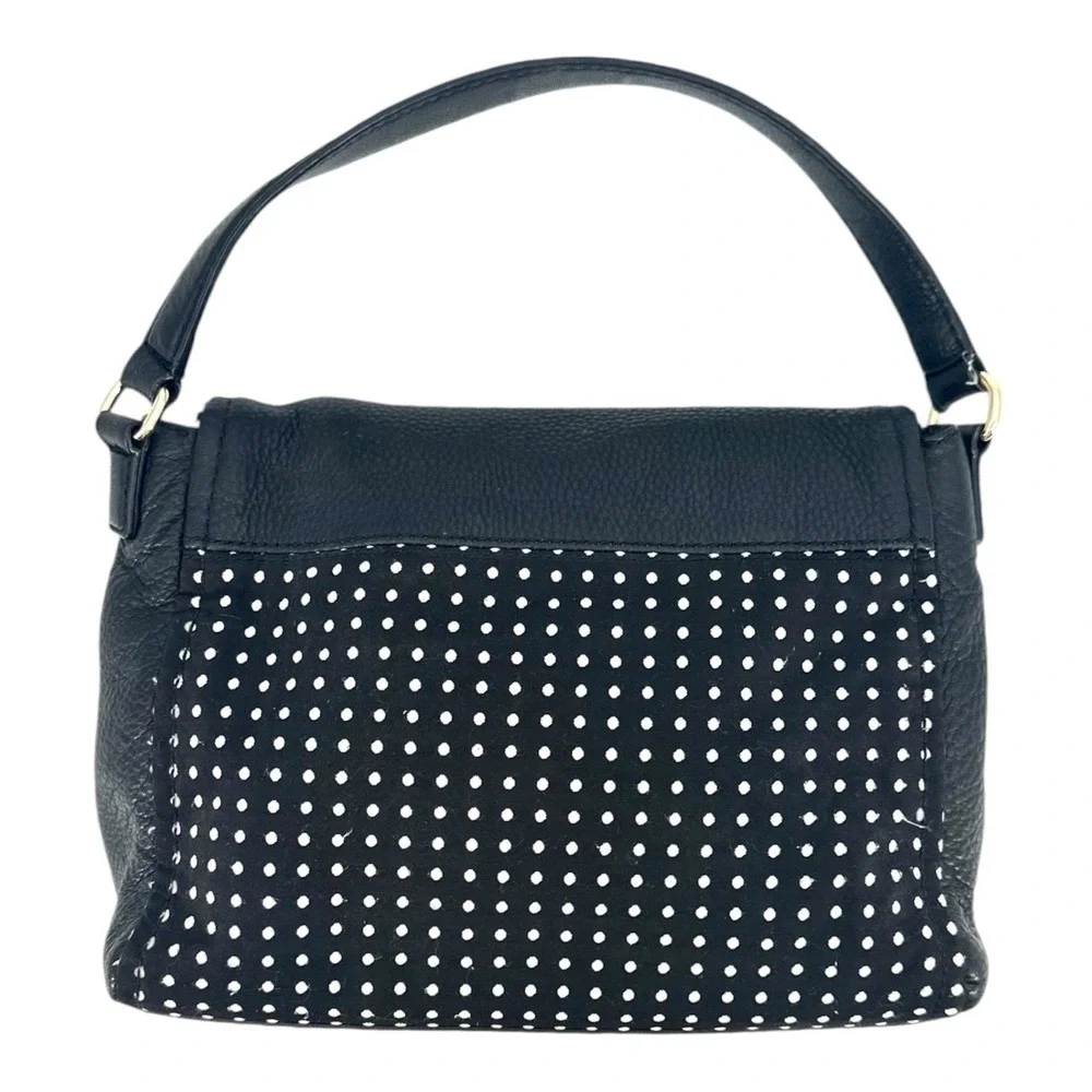 Kate Spade Cobble Hill Little Minka Shoulder Bag Black Leather White Polka Dot